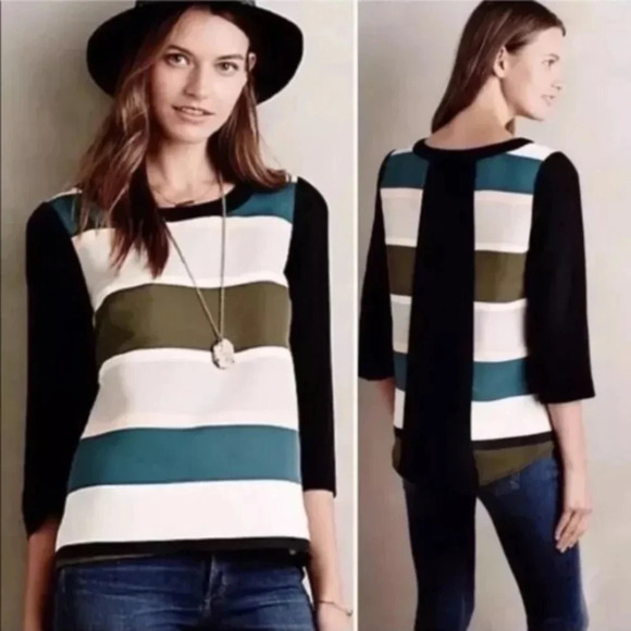 Anthropologie Tops - Moving Sale! 💘 ATHRO Troubadour Classic Rugby Stripe Zipper Back Muted Tones